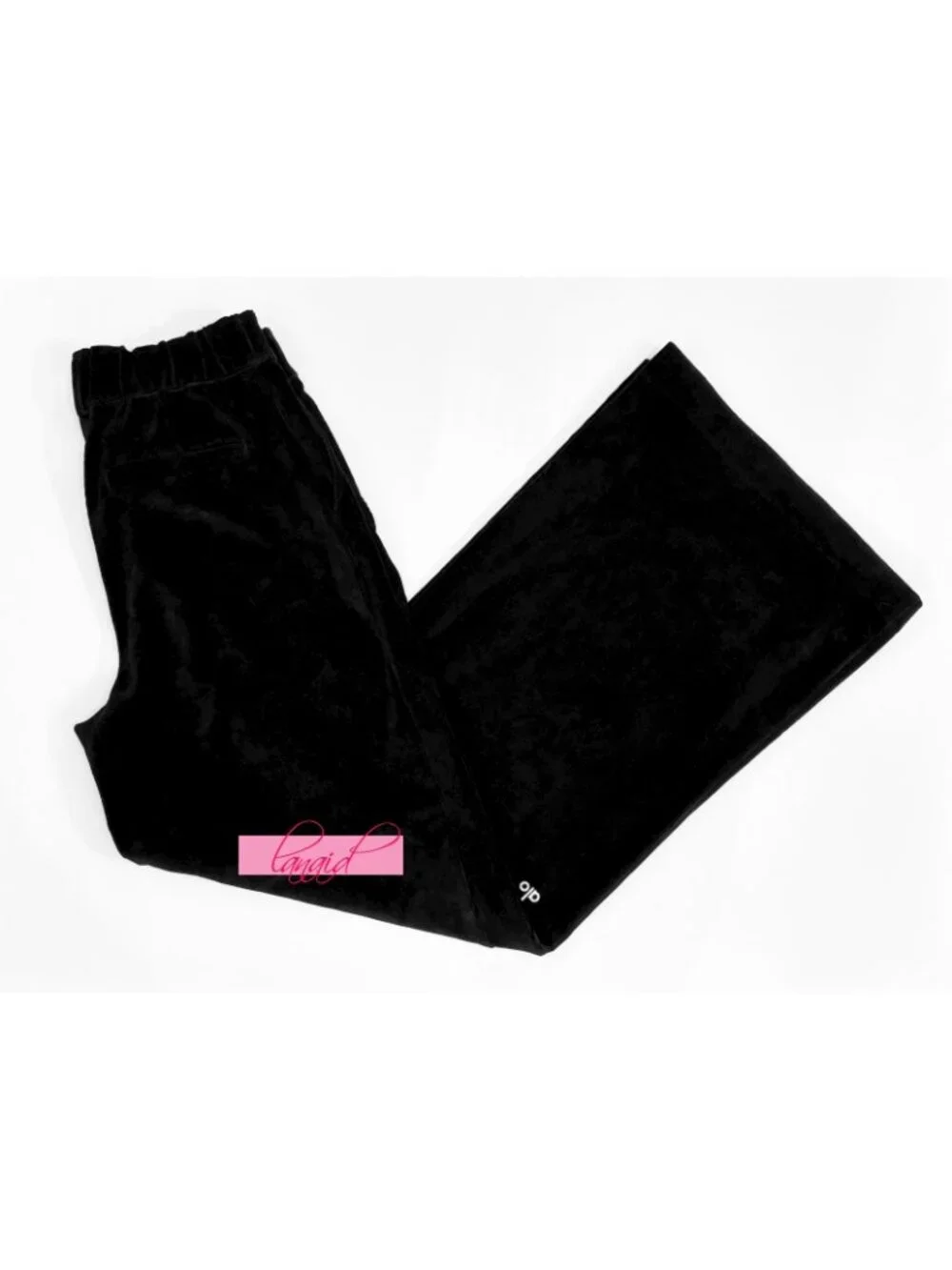 NEW Alo Micro Corduroy Dreamer Wide Leg Trousers Black High-Rise Waist Waisted M